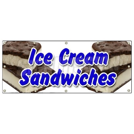 Signmission Ice Cream Sandwiches Banner Heavy Duty 13 Oz Vinyl with Grommets B-120 Ice Cream Sandwiches